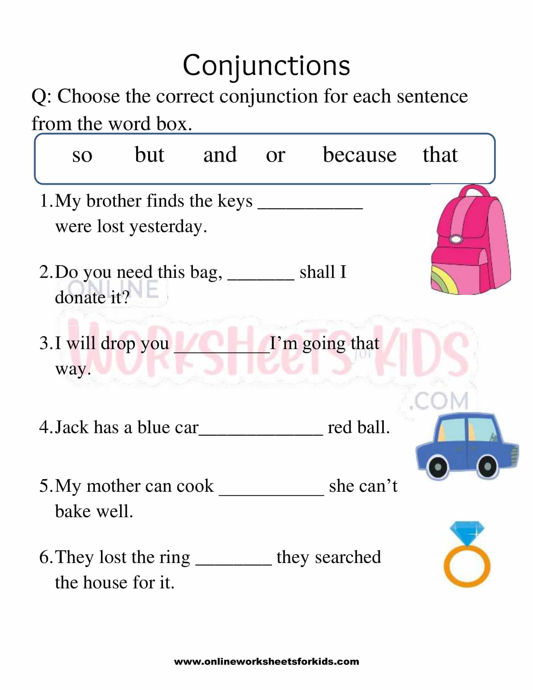 First Grade Conjunction Worksheets