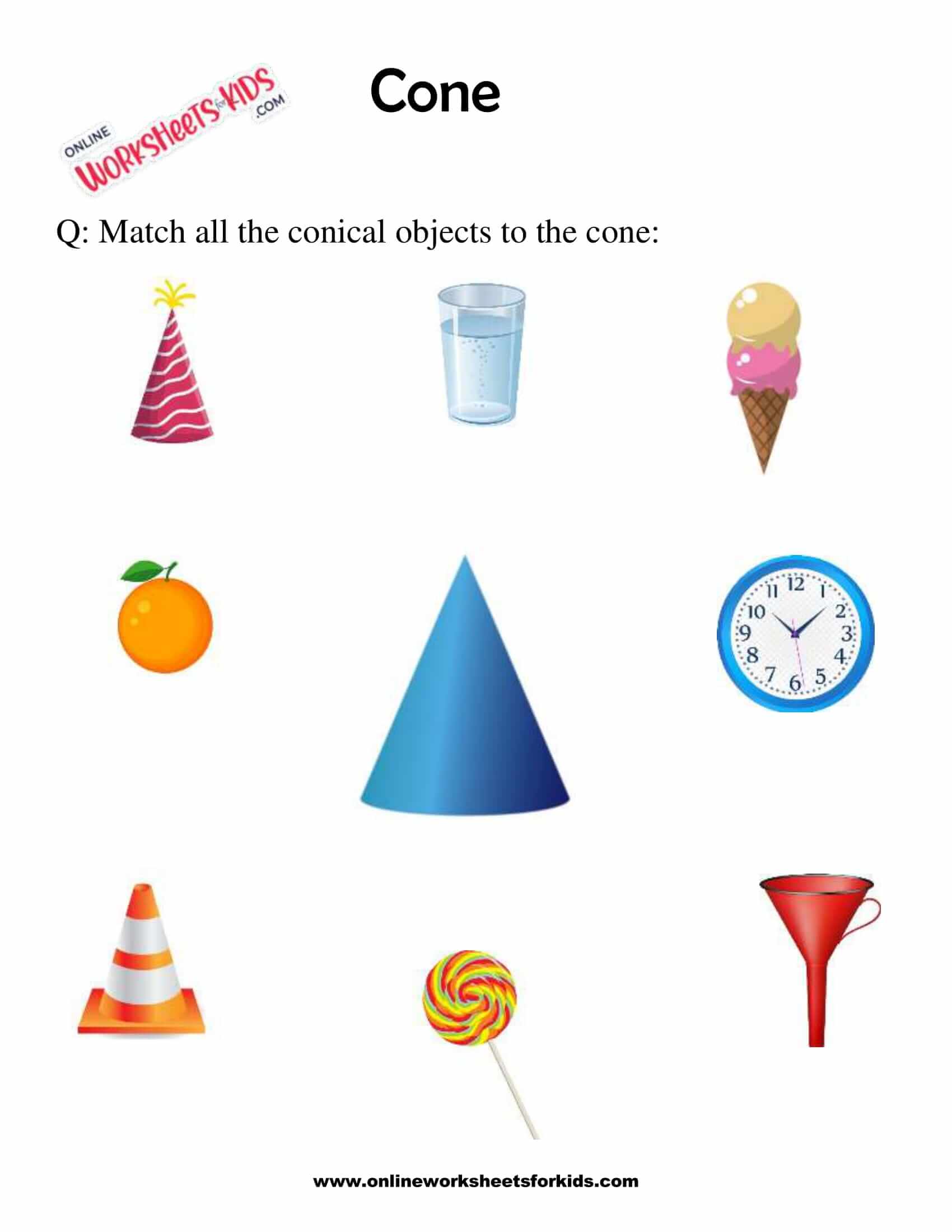 Cone Worksheet: Shapes In Real Life Free Printable PDF For 55% OFF