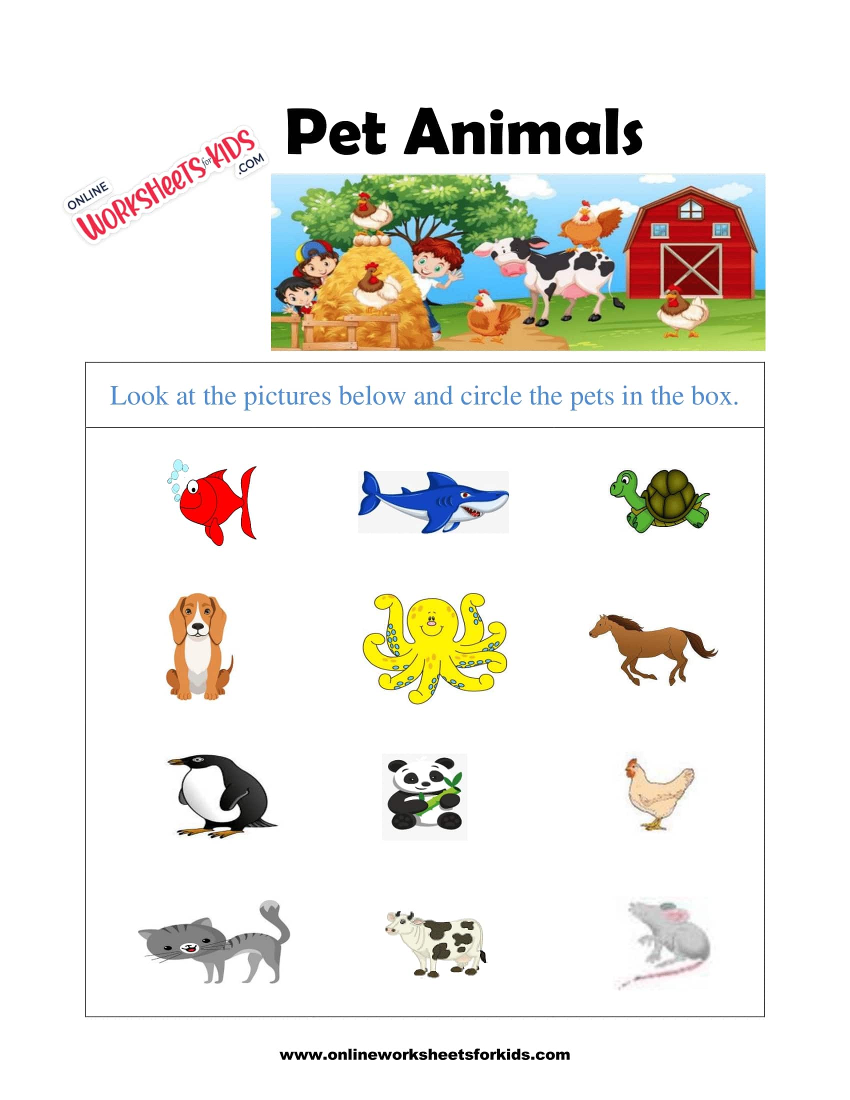 Pet Animals Worksheet 1