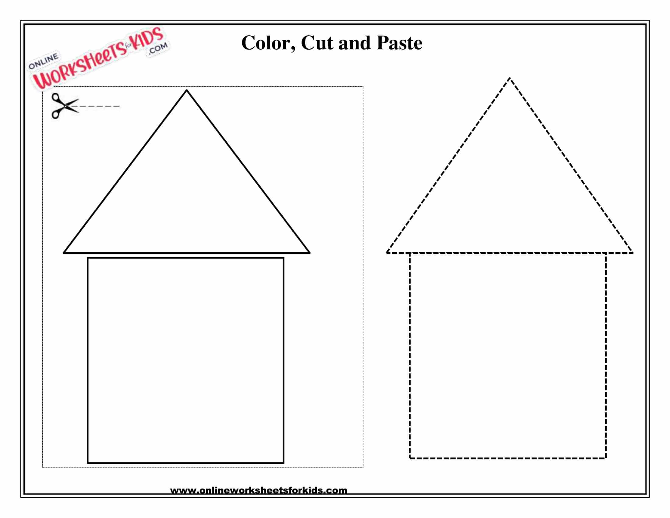 cut and paste shapes triangle and rectangle 2