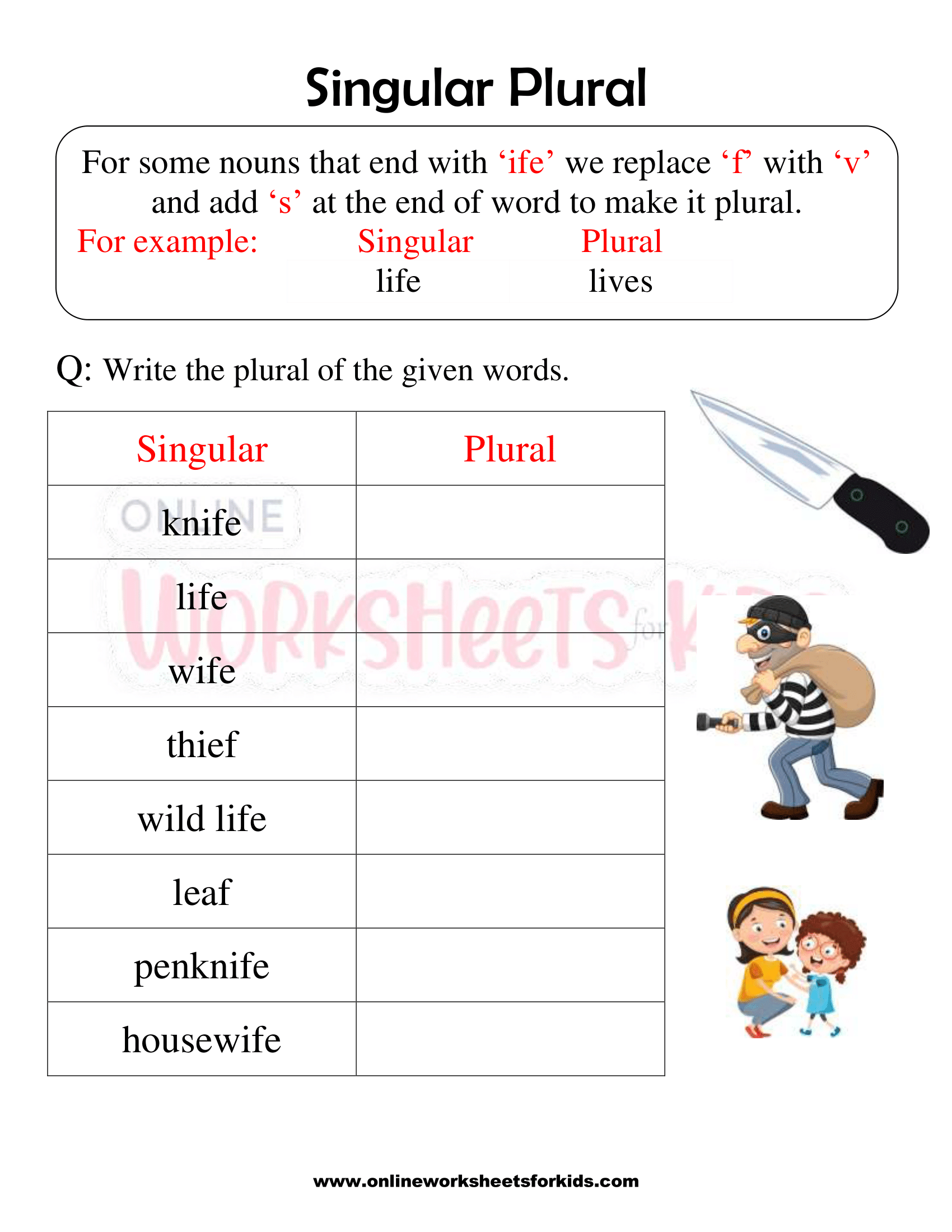 plurals worksheets 1st grade 8