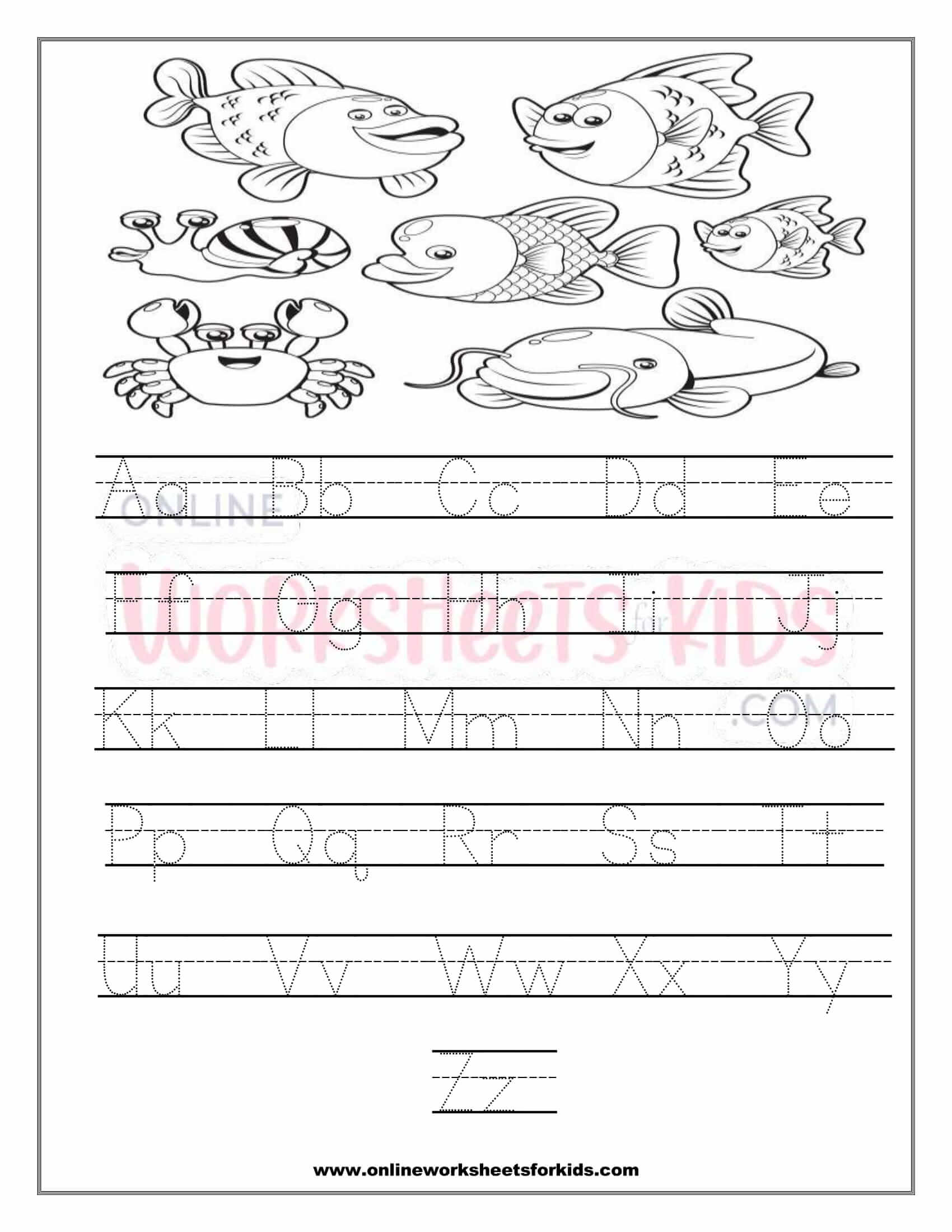 Uppercase and lowercase alphabet tracing worksheets 1