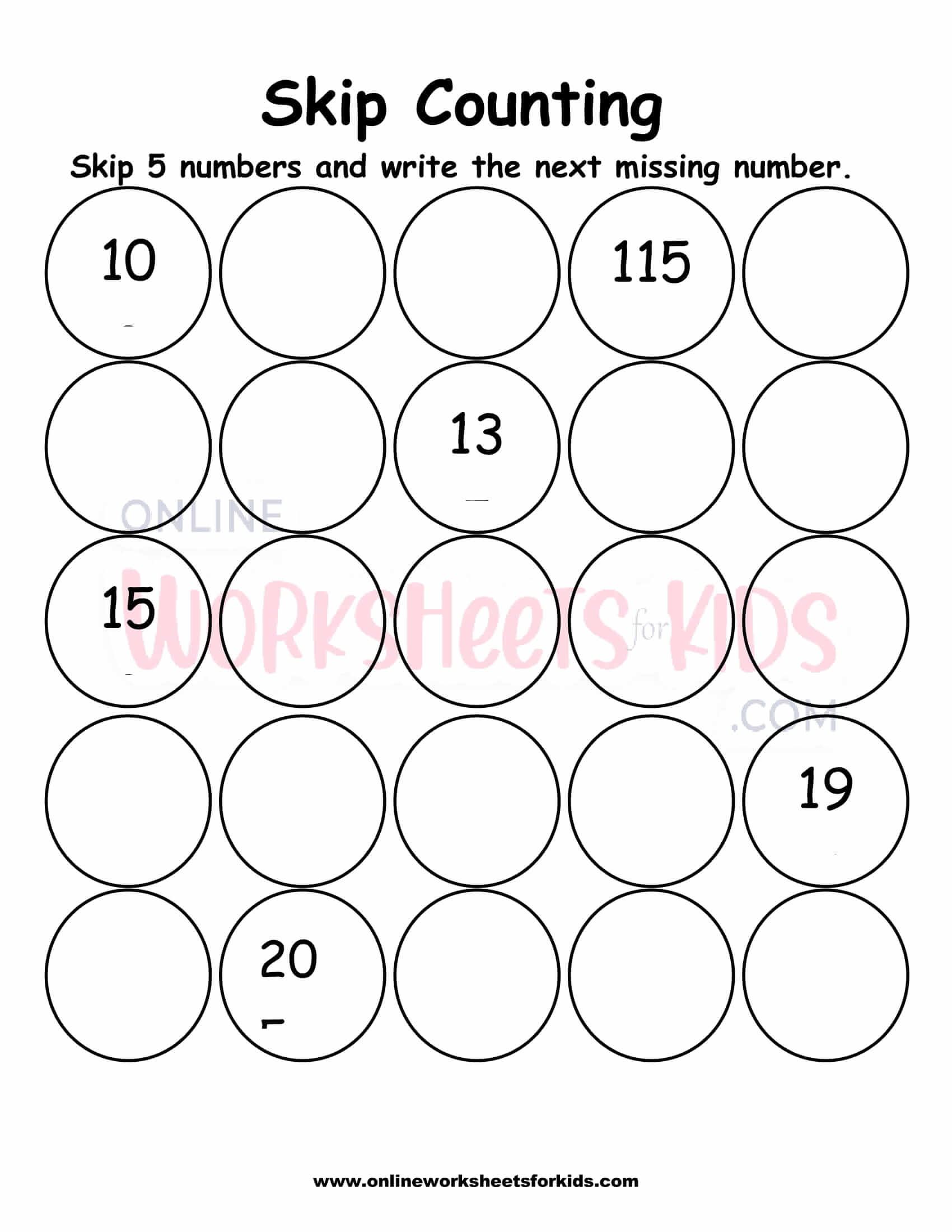 Free Skip Counting Worksheets and Printables for Kids