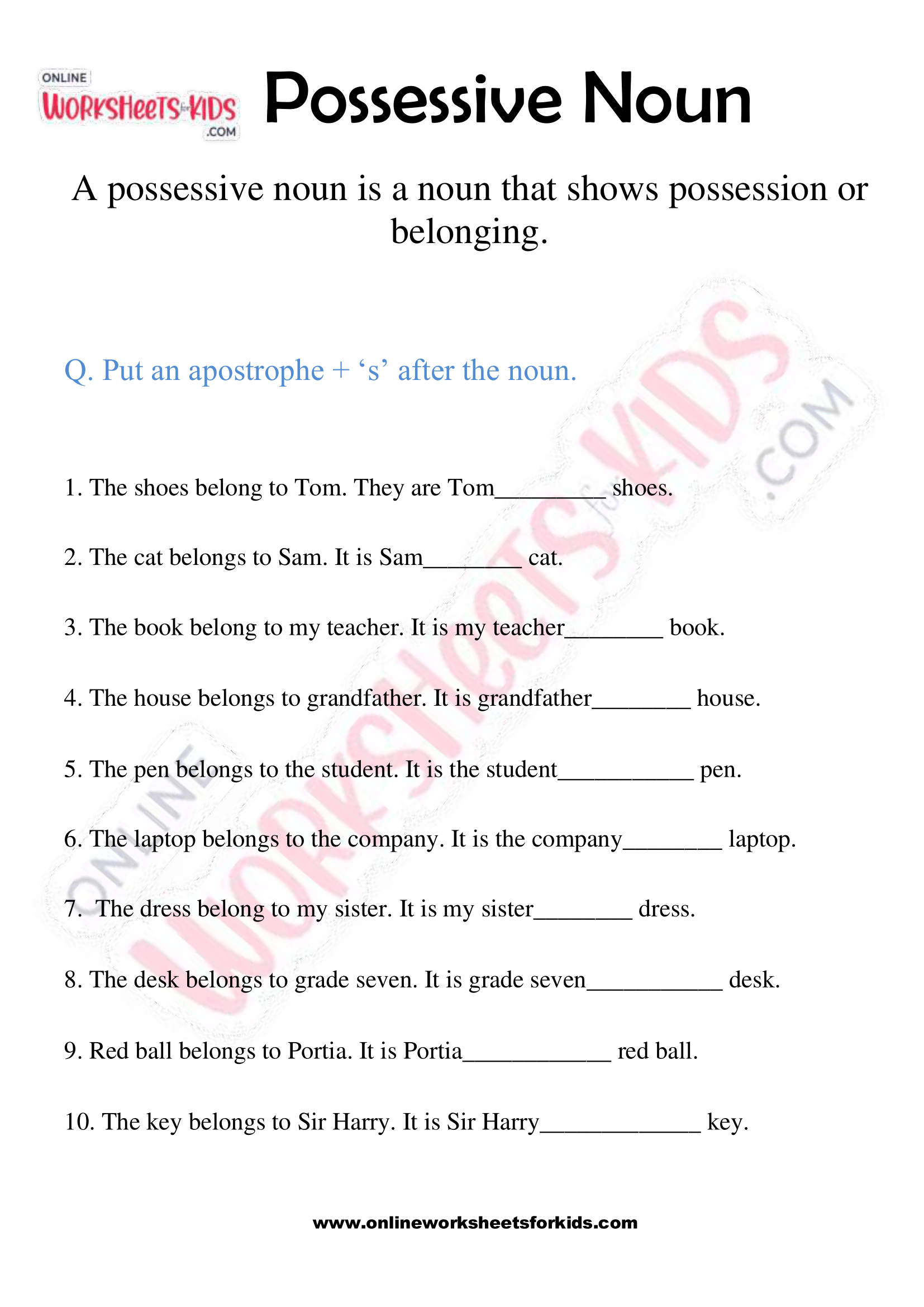 free printable possessive noun worksheets for grade 2