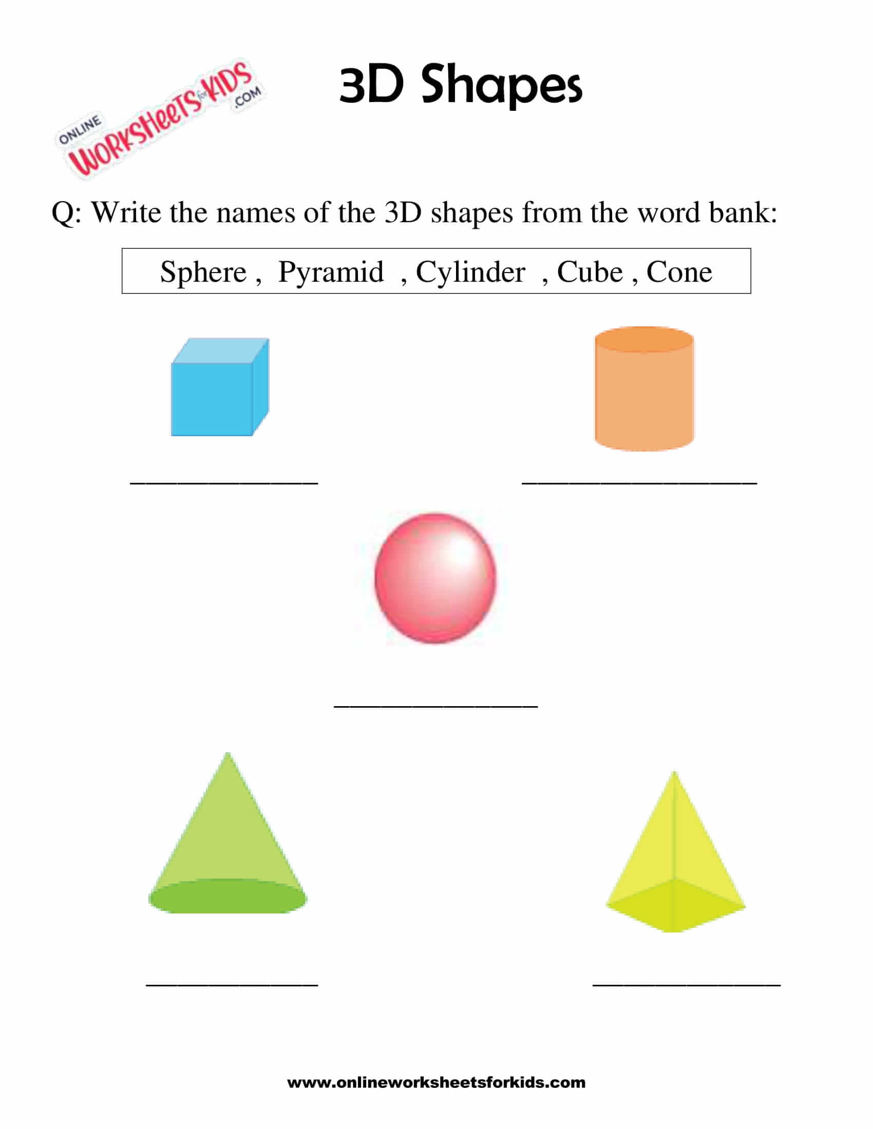 3D Shapes Worksheet  Download Free Printables For Kids