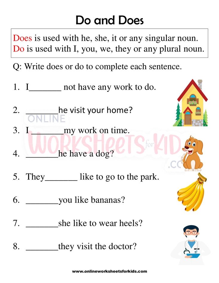 Do and Does Worksheets for grade 1-3
