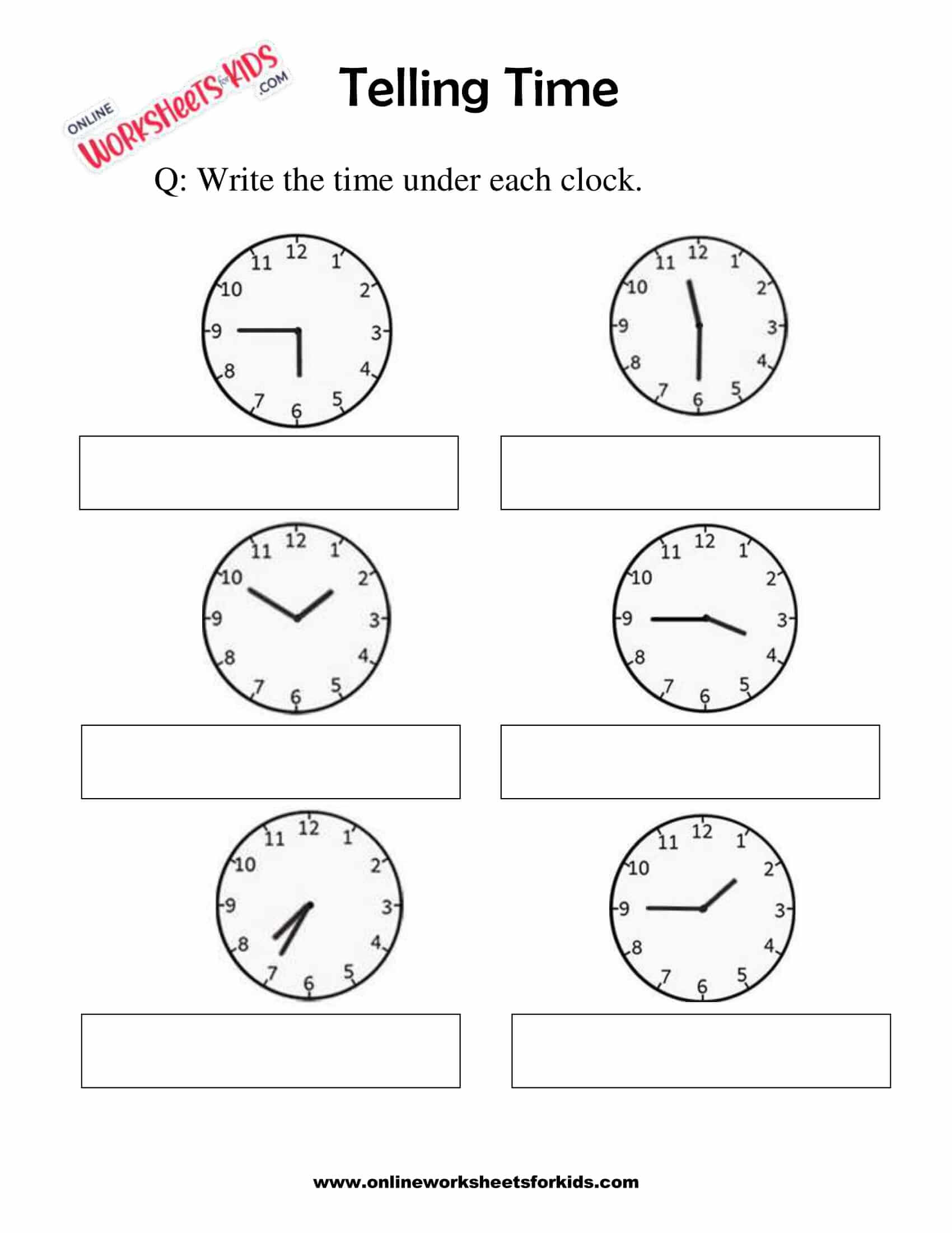 free telling time worksheets grade 1 and printable for kids