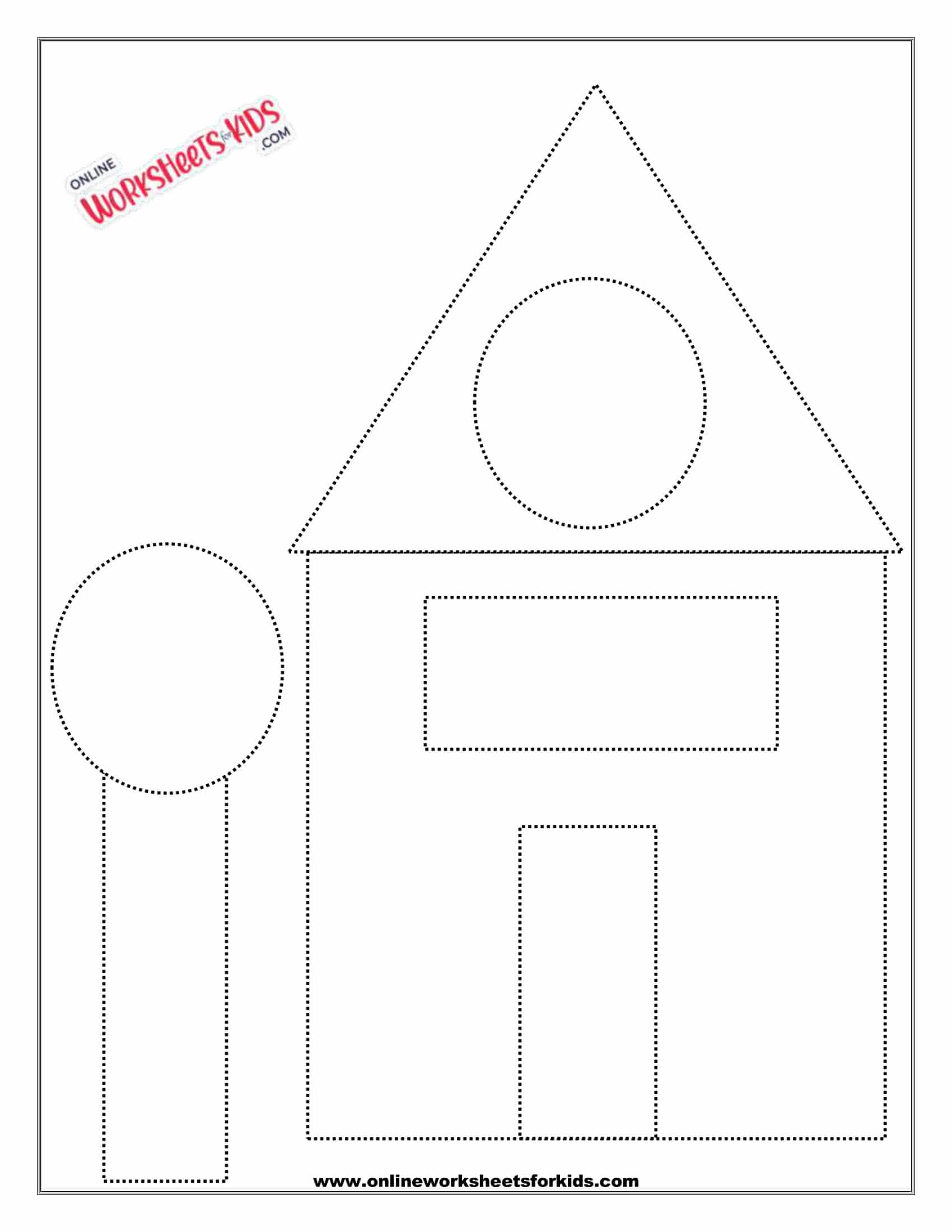 shape tracing triangle rectangle and circle worksheets