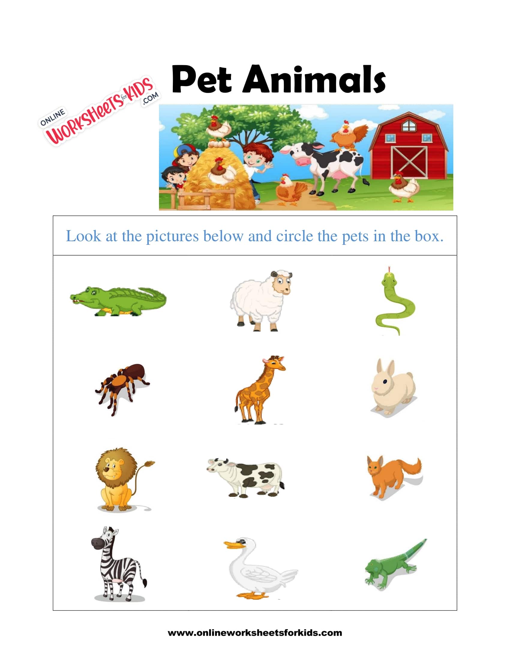 Pet Animals Worksheet 2