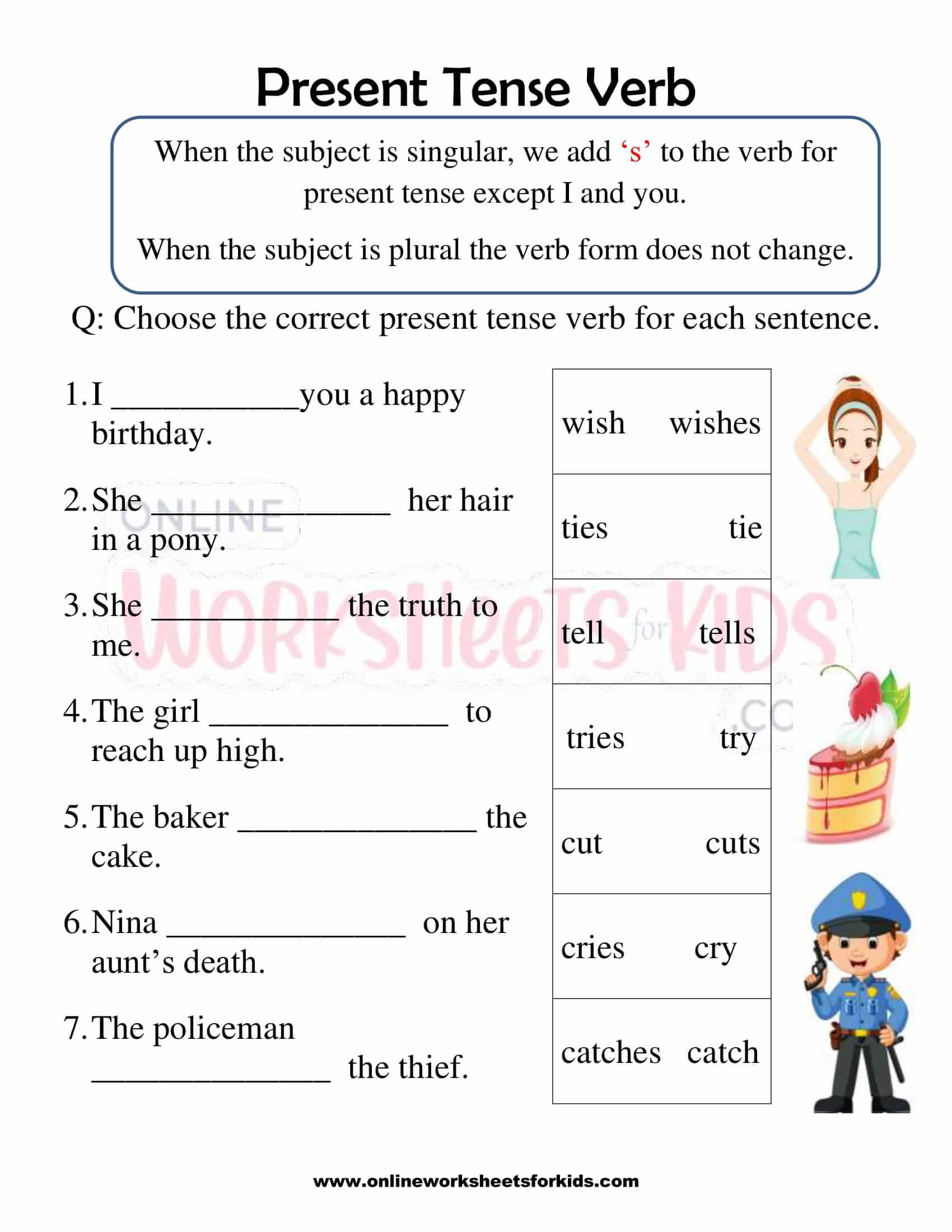 Present Tense Quiz Grade 6