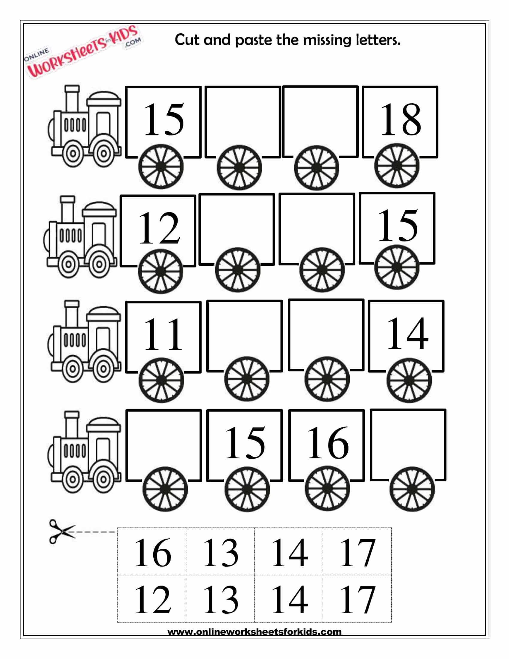 Missing Numbers 1 till 20 Cut And Paste 4