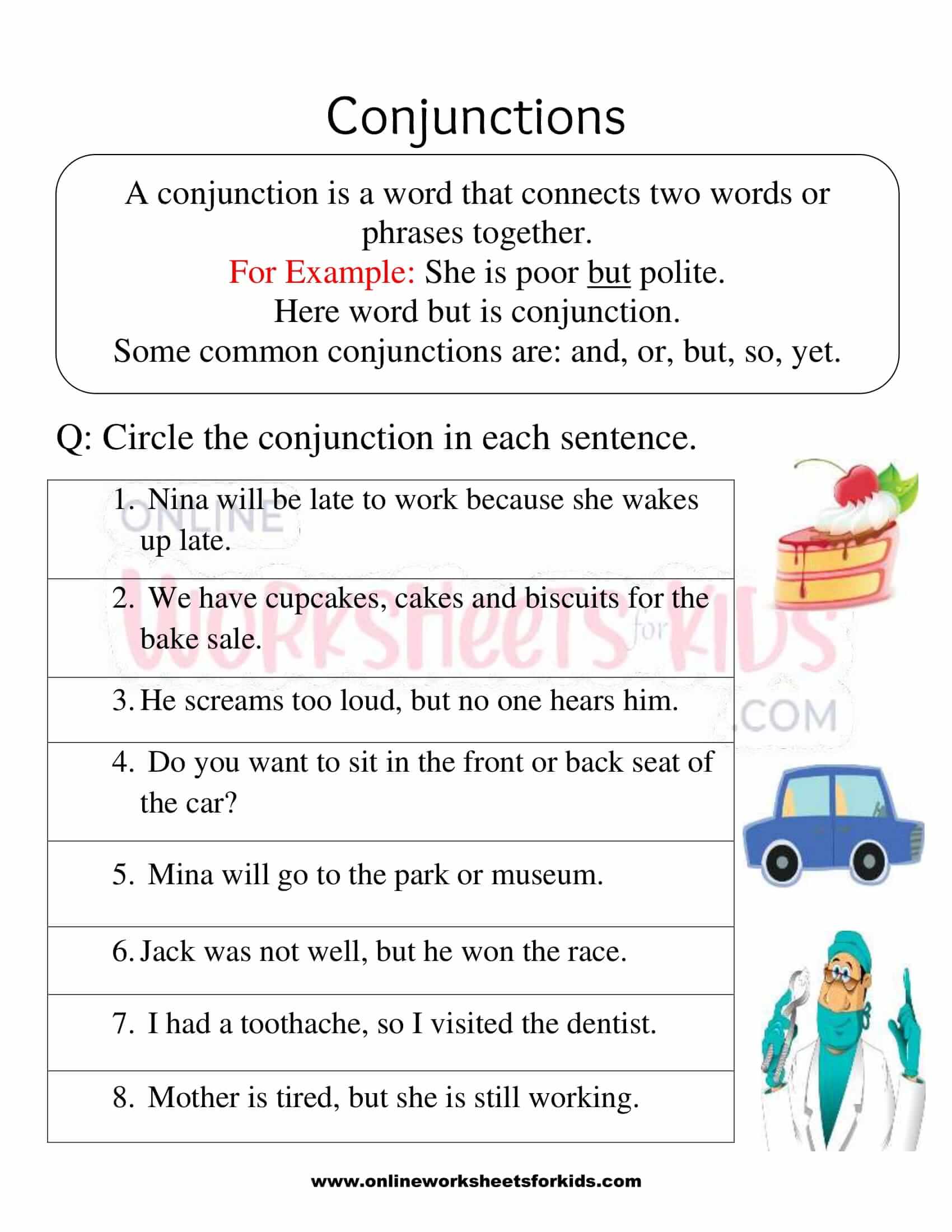 conjunction worksheets 1st grade 2