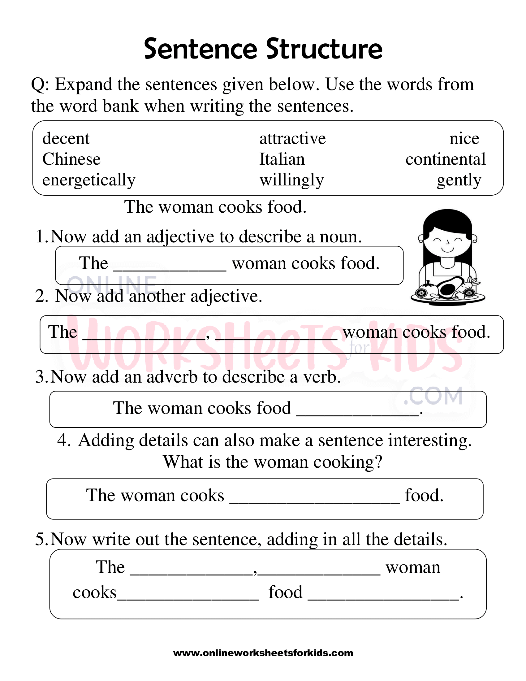 Sentence Structure Worksheets For Grade 5