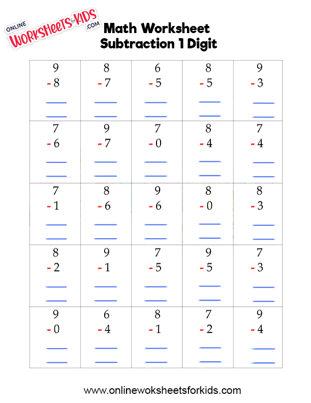 free printable subtraction worksheets for kids