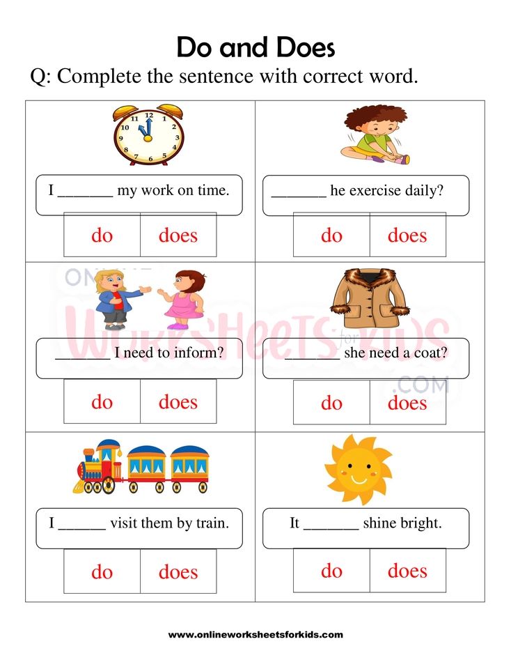Do and Does Worksheets for grade 1-9