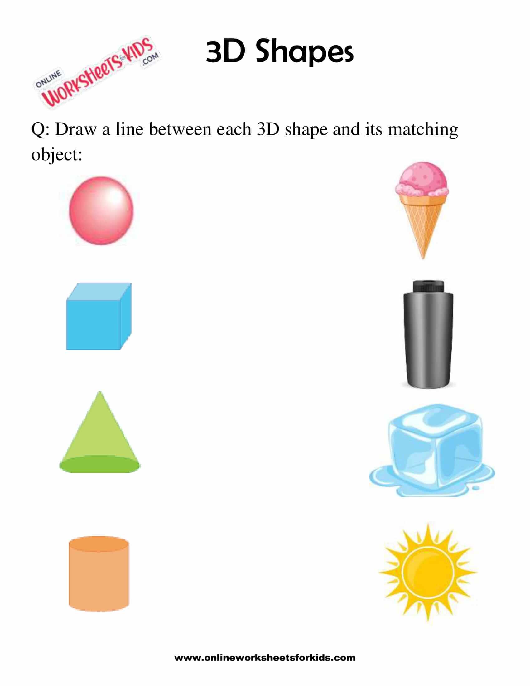 1st grade math worksheets 3d shapes