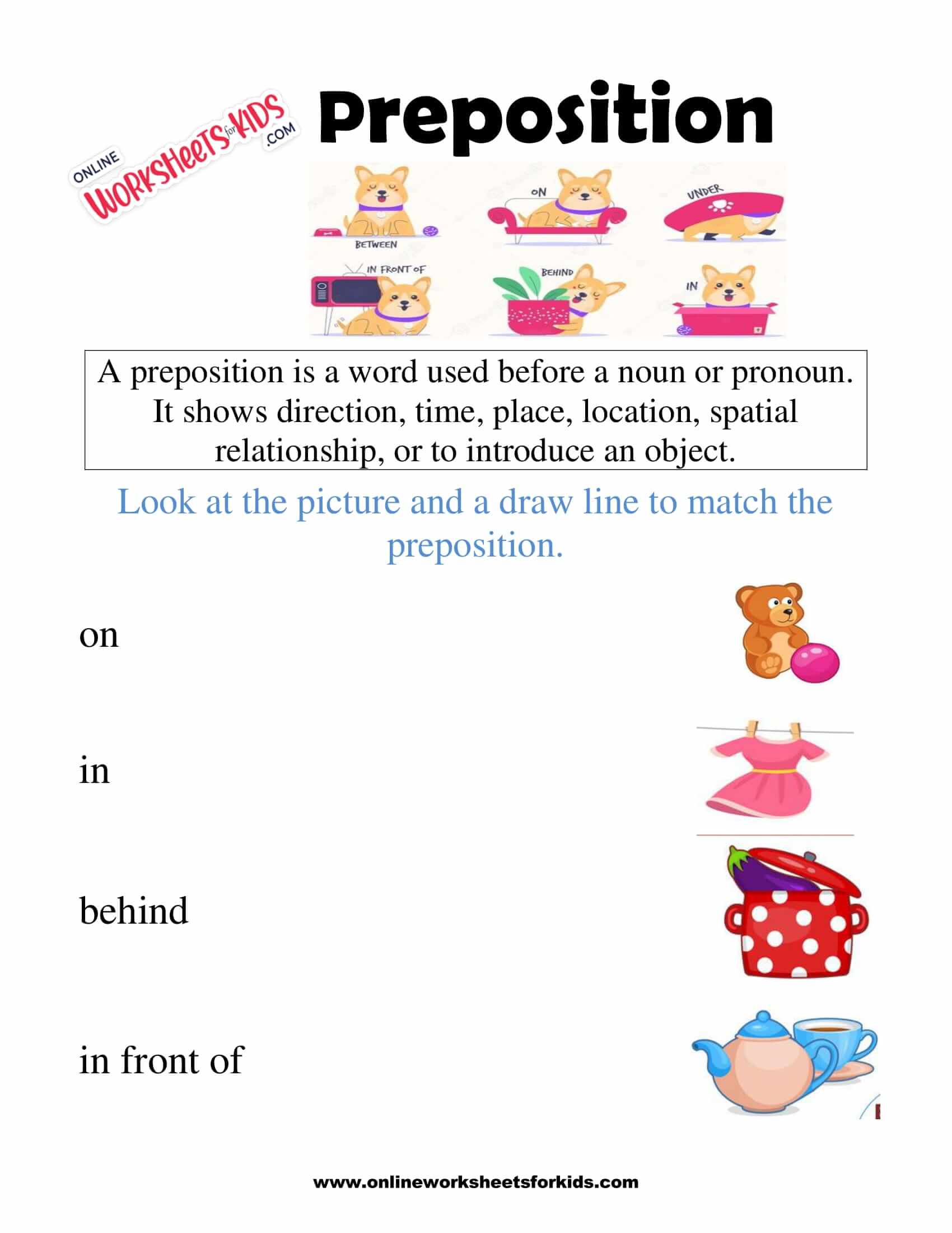 free printable preposition worksheets for grade 1