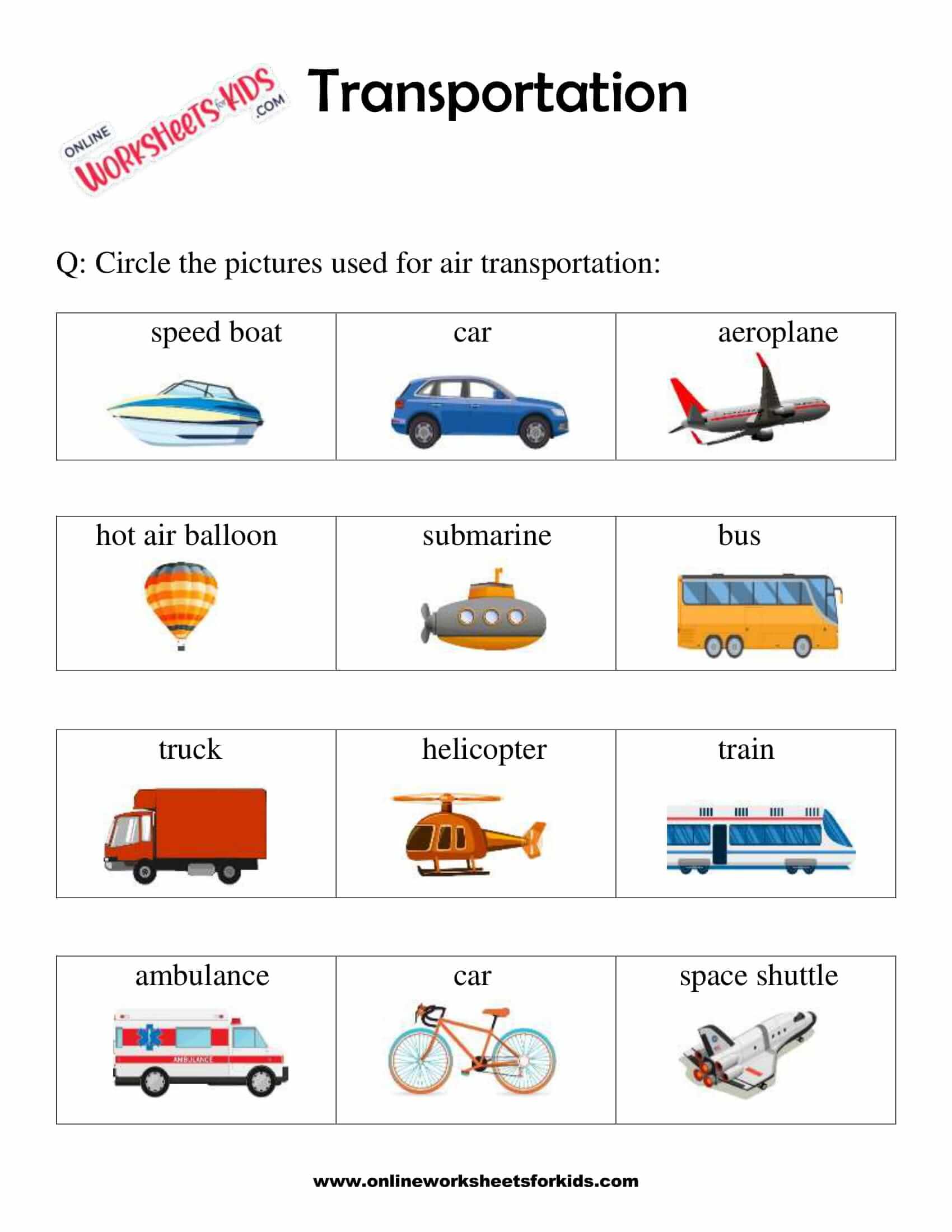 transportation worksheets for grade 1 5
