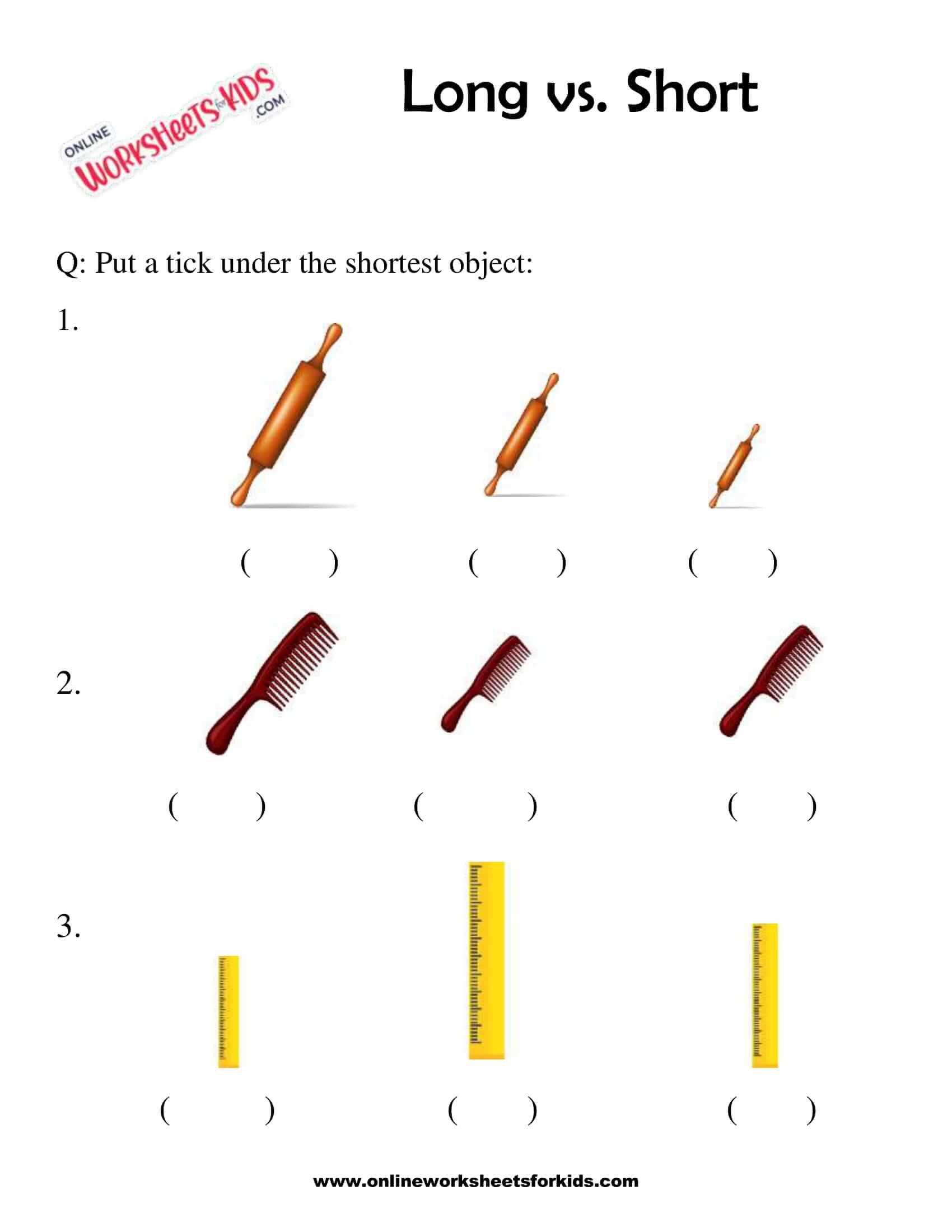 Circle The Longer Or Shorter Object 7